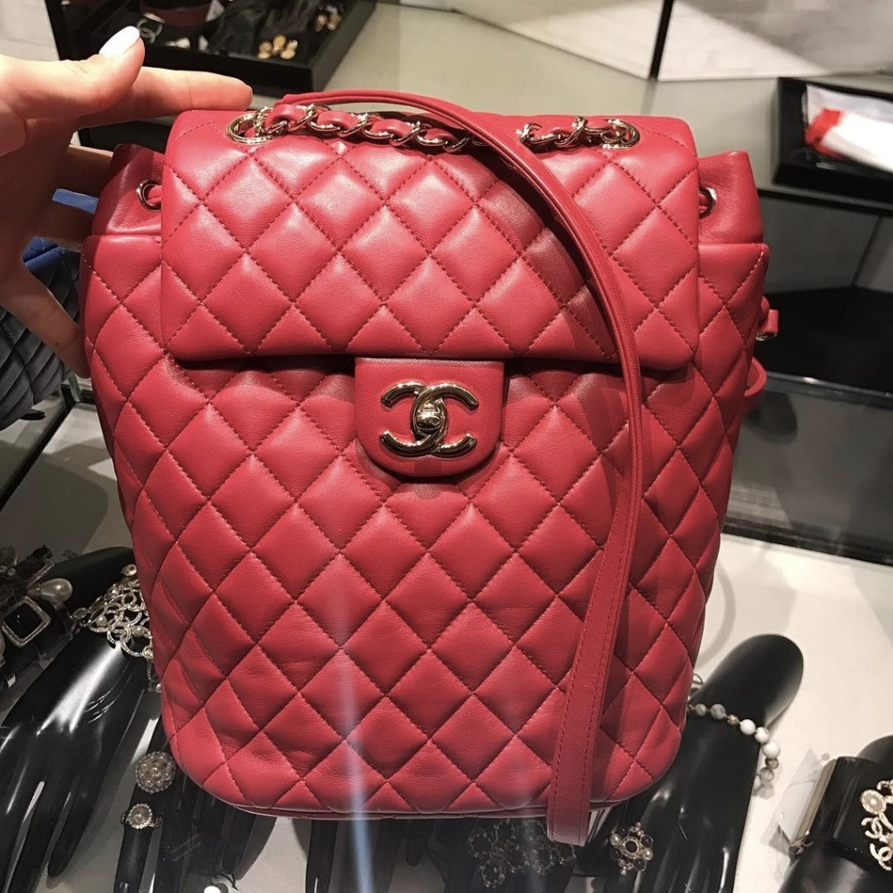 CHANEL Quilted Small Urban Spirit Backpack, Red
